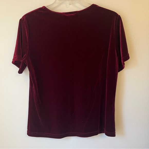 Vintage 80s 90s Impressions Red Velvet Short Sleeve Top - Picture 3 of 5